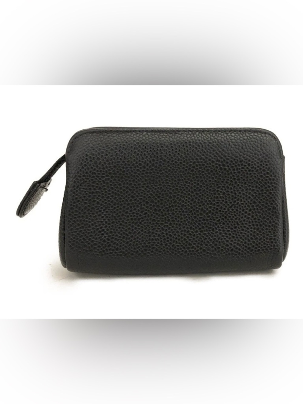 Beautiful Chanel Black Caviar Leather Zip Pouch Cosmetic Card Case Authentic View 5